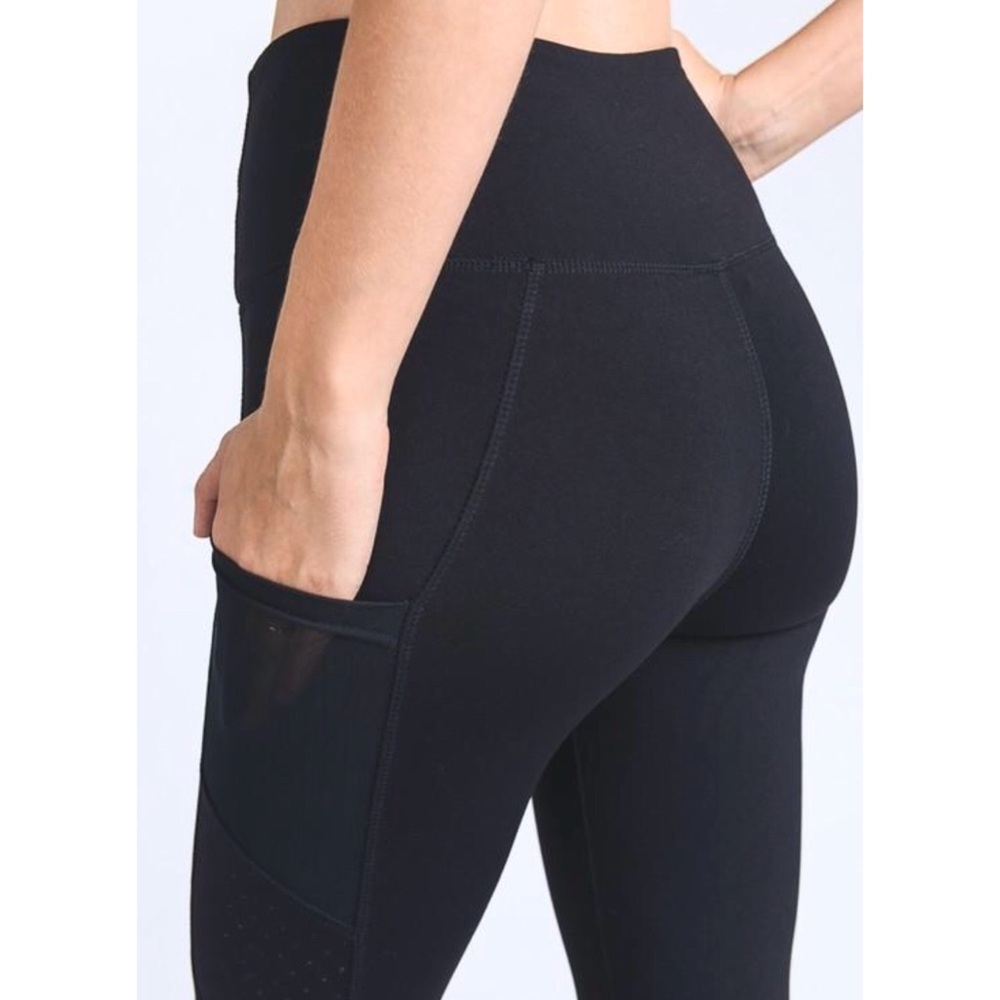 Black Dot Mesh Athletic Leggings - Picture 3 of 4